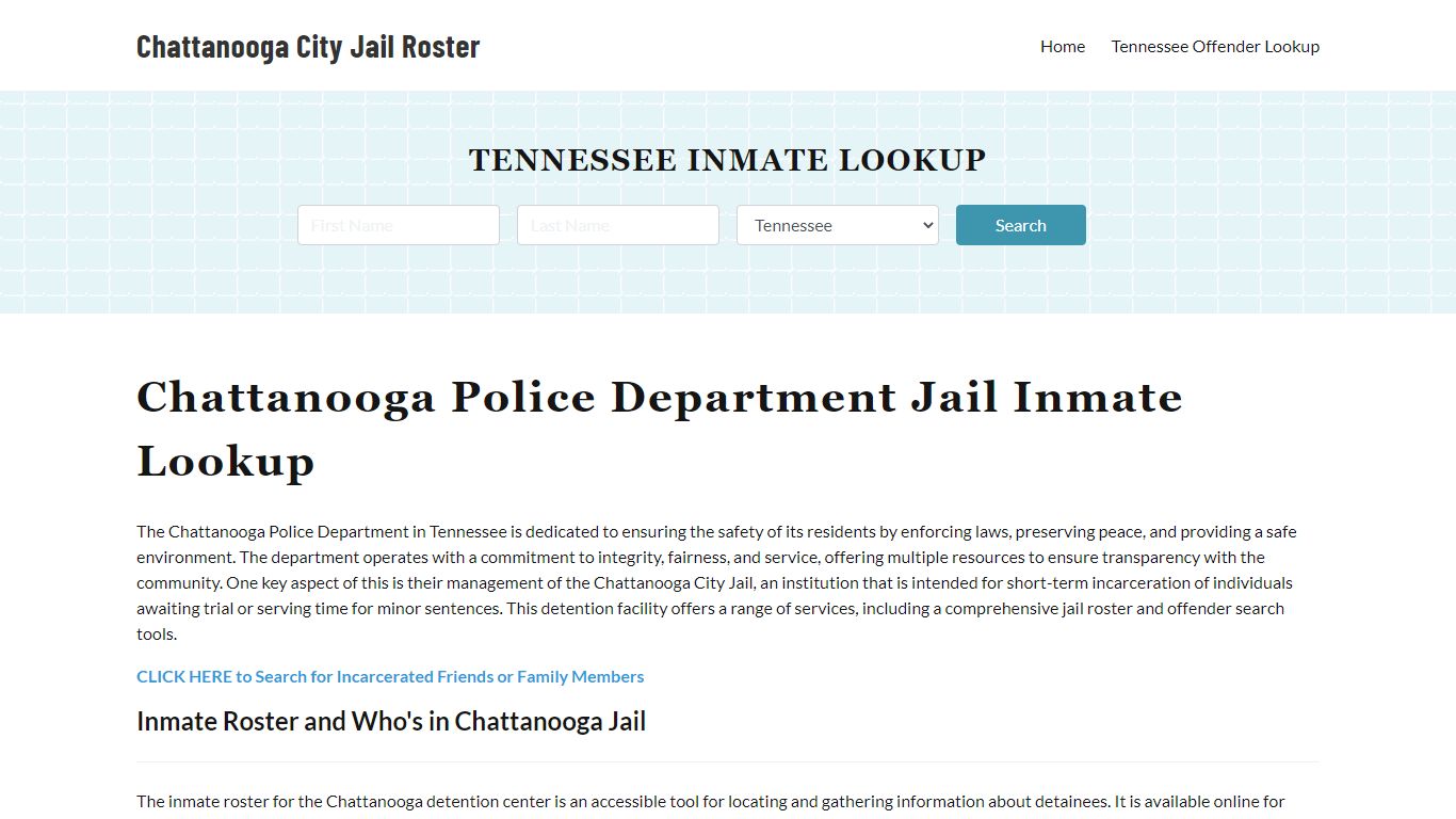 Chattanooga Police Department & City Jail, TN Inmate Roster, Arrests ...